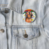 Badge Rond 5 Cm Dachshund Daisy Patch (En situation)