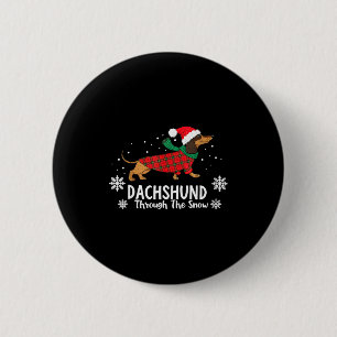 Badge Rond 5 Cm Dachshund de Noël à travers le chien de Vienne de
