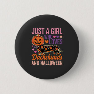 Badge Rond 5 Cm Dachshund drôle d'Halloween Citrouille Amateur de