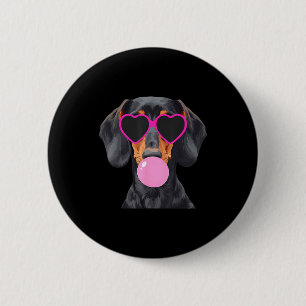 Badge Rond 5 Cm Dachshund drôle portant des lunettes et soufflant