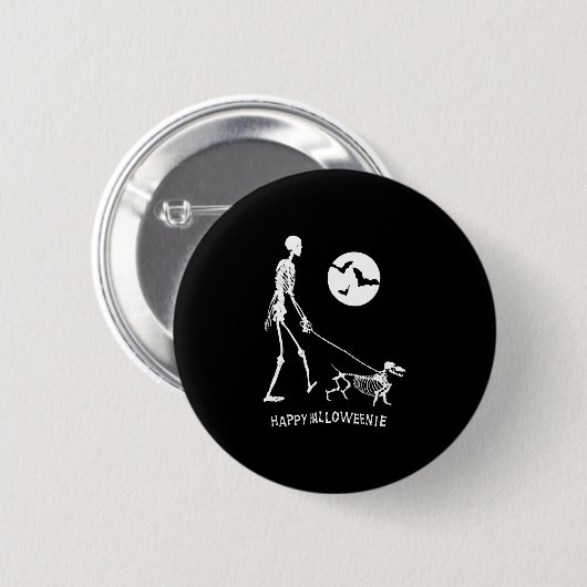 Badge Rond 5 Cm Dachshund Halloween (Devant & derrière)