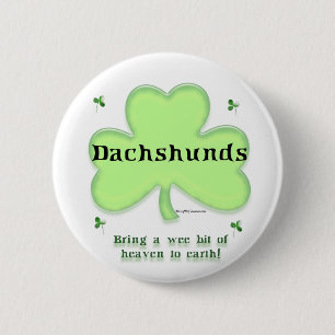 Badge Rond 5 Cm Dachshund Heaven; Saint Patrick's day Dachshund
