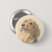 Badge Rond 5 Cm Dachshund (Longhaerien) Peinture - Art Chien origi (Devant & derrière)