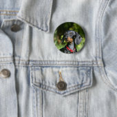 Badge Rond 5 Cm Dachshund miniature à poil lisse 3 (En situation)
