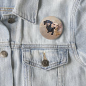 Badge Rond 5 Cm Dachshund (Smooth) Peinture - Art Chien original (En situation)