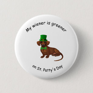 Badge Rond 5 Cm Dachshund St. Patrick's Day Button