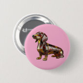 Badge Rond 5 Cm Dachshund Stained Glass Button (Devant & derrière)