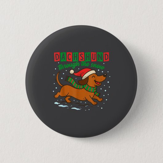 Badge Rond 5 Cm Dachshund Through The Snow Funny Christmas Wiener  (Devant)