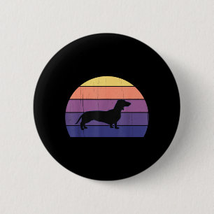 Badge Rond 5 Cm Dachshunds Coucher de Soleil Rétro Cool_ Grand Dac