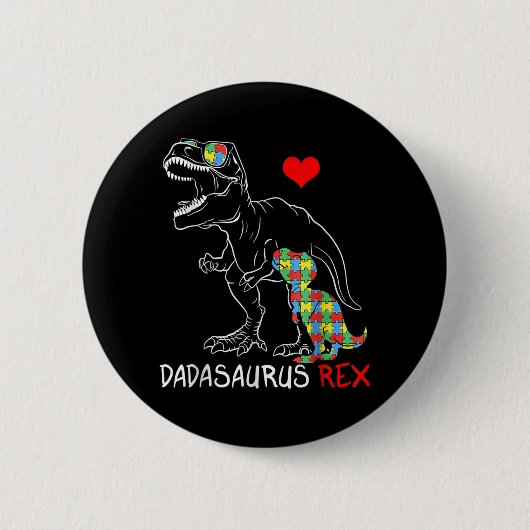 Badge Rond 5 Cm Dadasaurus Rex Autism (Devant)
