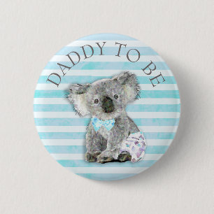 Badge Rond 5 Cm DADDY to be Baby shower button Koala Bear Theme