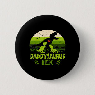 Badge Rond 5 Cm Daddysaurus Rex 2 Enfants Dinosaure Coucher De Sol