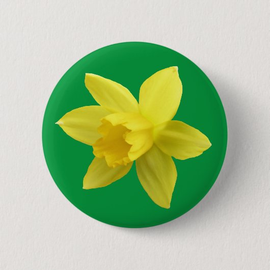 Badge Rond 5 Cm Daffodique jaune sur vert (Devant)