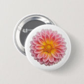 Badge Rond 5 Cm Dahlia rose et gouttes de ragoût (Devant & derrière)