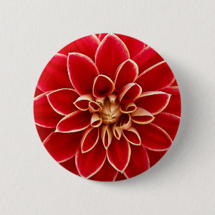 Badge Rond 5 Cm Dahlia Rouge Éclatant