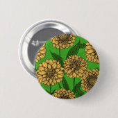 Badge Rond 5 Cm Dahlias en jaune et vert (Devant & derrière)