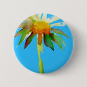 Badge Rond 5 Cm Daisy Blue Fleur d'Art Moderne (Devant)