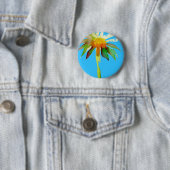 Badge Rond 5 Cm Daisy Blue Fleur d'Art Moderne (En situation)