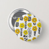 Badge Rond 5 Cm Daisy dooda en jaune et noir (Devant & derrière)