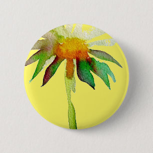 Badge Rond 5 Cm Daisy fleur d'art moderne sur jaune