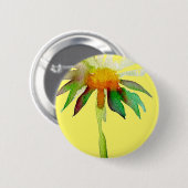 Badge Rond 5 Cm Daisy fleur d'art moderne sur jaune (Devant & derrière)