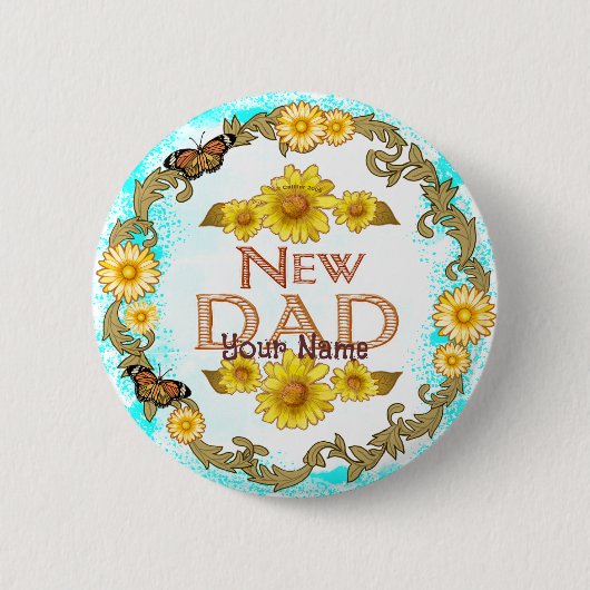 Badge Rond 5 Cm Daisy New Papa (Devant)