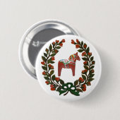 Badge Rond 5 Cm Dala Horse Wreath (Devant & derrière)