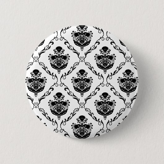 Badge Rond 5 Cm Damas noir traditionnel (Devant)