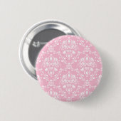 Badge Rond 5 Cm Damas rose et blanc (Devant & derrière)