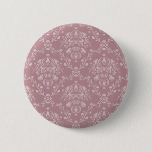 Badge Rond 5 Cm Damas violet et blanc
