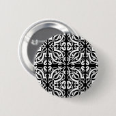 Badge Rond 5 Cm Damask 1 (noir et blanc) (Devant & derrière)