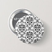Badge Rond 5 Cm Damask blanc et noir (Devant & derrière)