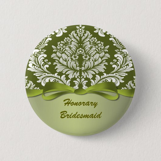 Badge Rond 5 Cm Damask green Mariage honoraire Bridesmaid (Devant)