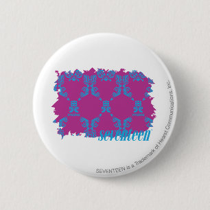 Badge Rond 5 Cm Damassé 2 Aqua-Pourpres