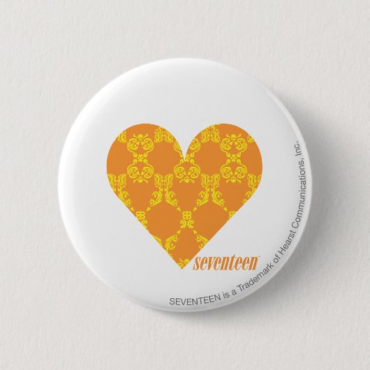 Badge Rond 5 Cm Damassé 2 jaune-orange (Devant)