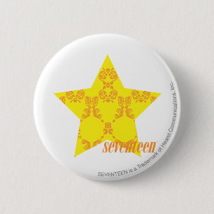 Badge Rond 5 Cm Damassé 3 jaune-orange