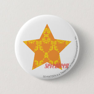 Badge Rond 5 Cm Damassé 3 jaune-orange