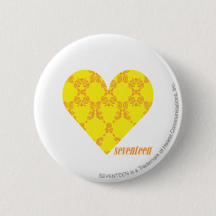 Badge Rond 5 Cm Damassé 4 jaune-orange