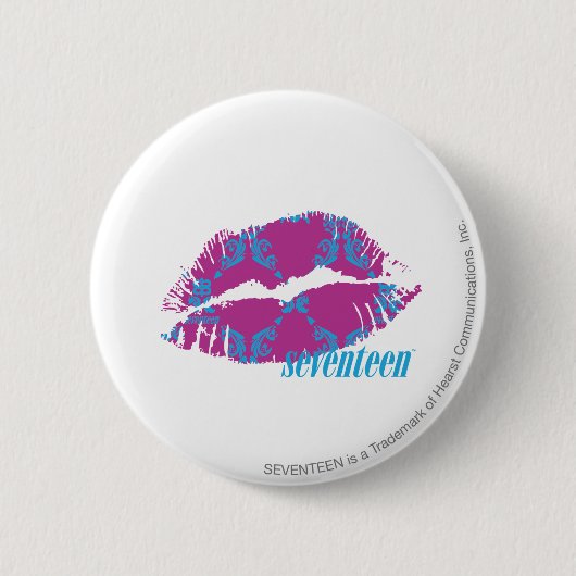 Badge Rond 5 Cm Damassé Aqua-Pourpre (Devant)