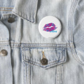 Badge Rond 5 Cm Damassé Aqua-Pourpre (En situation)