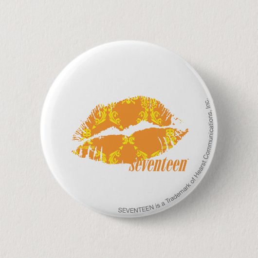 Badge Rond 5 Cm Damassé jaune-orange (Devant)