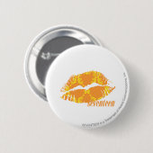 Badge Rond 5 Cm Damassé jaune-orange (Devant & derrière)