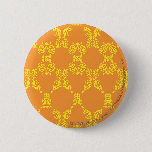 Badge Rond 5 Cm Damassé jaune-orange (Devant)