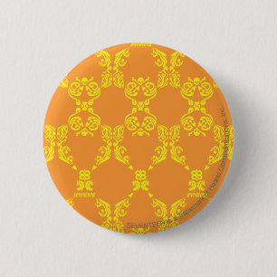 Badge Rond 5 Cm Damassé jaune-orange
