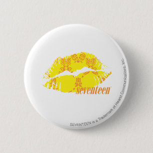 Badge Rond 5 Cm Damassé jaune-orange