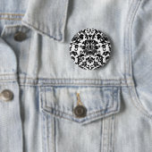 Badge Rond 5 Cm Damassé noire et blanche (En situation)