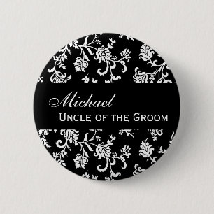 Badge Rond 5 Cm Damassé noire et blanche de bouton d'ONCLE OF THE