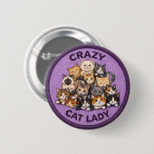 Badge Rond 5 Cm Dame aux chats (Devant & derrière)