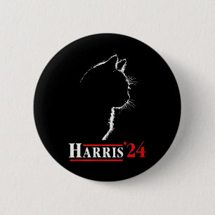 Badge Rond 5 Cm Dame Chaton Pour Kamala Harris Présidente Biden 24