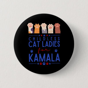 Badge Rond 5 Cm Dame de chat sans enfant pour Kamala Harris Tim Wa